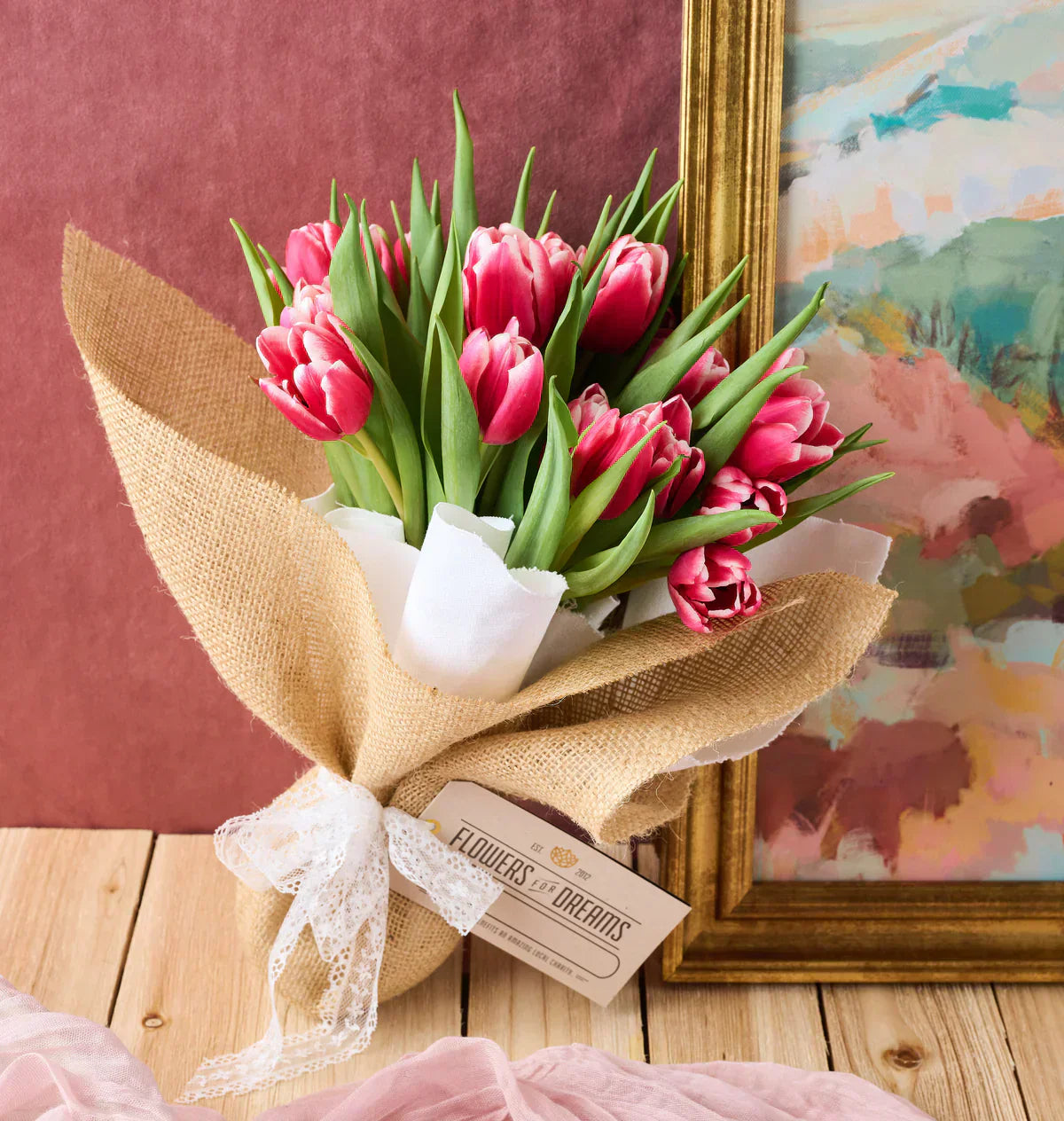 Flowers for Dreams Tulips bouquet featuring fresh spring tulips in peak season