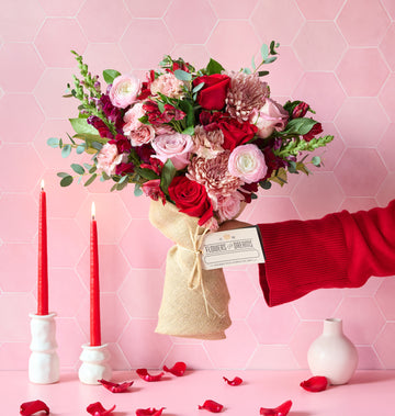 Love bouquet handcrafted seasonal flowers arranged with simple natural balance